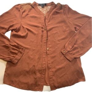 Forever 21 | Burnt Orange Copper Top Three Button Down Blouse